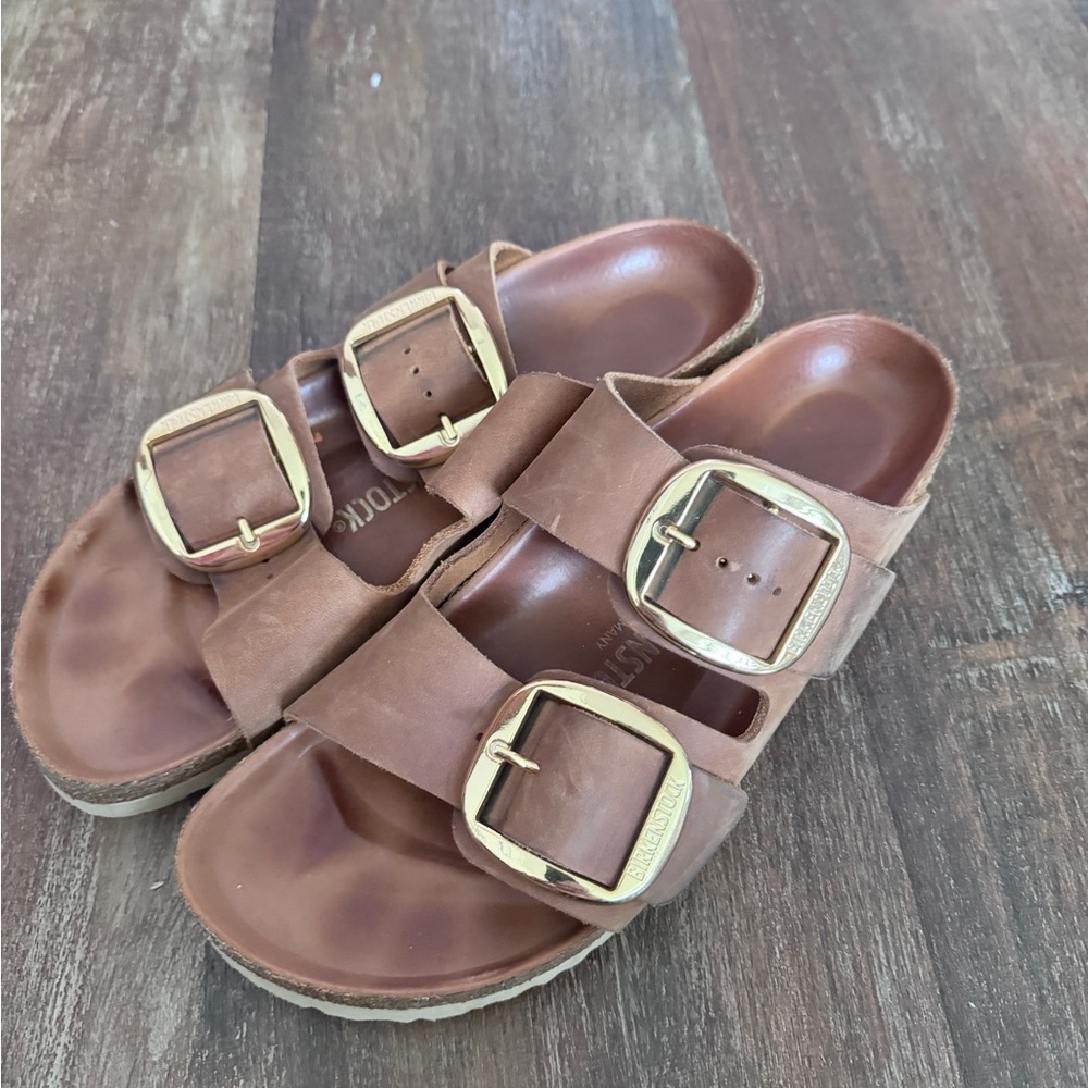 Birkenstock Arizona leather sandals Gold Buckles Size:42 M(B)